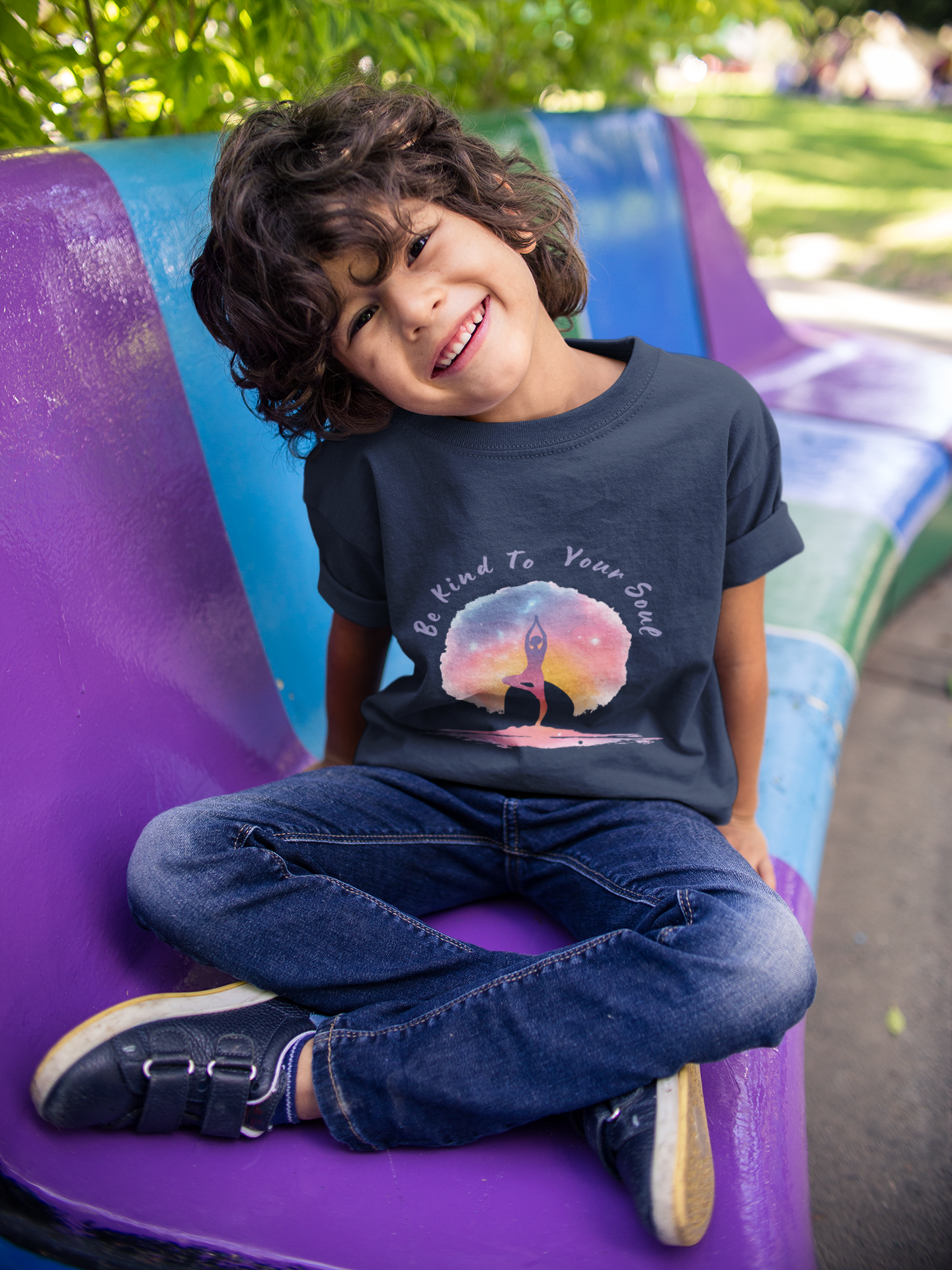 "Be Kind To Your Soul" Youthful Tee - Kids Yoga T-Shirt I Mindfulness & Inspirational Apparel I Gift for Young Yogis