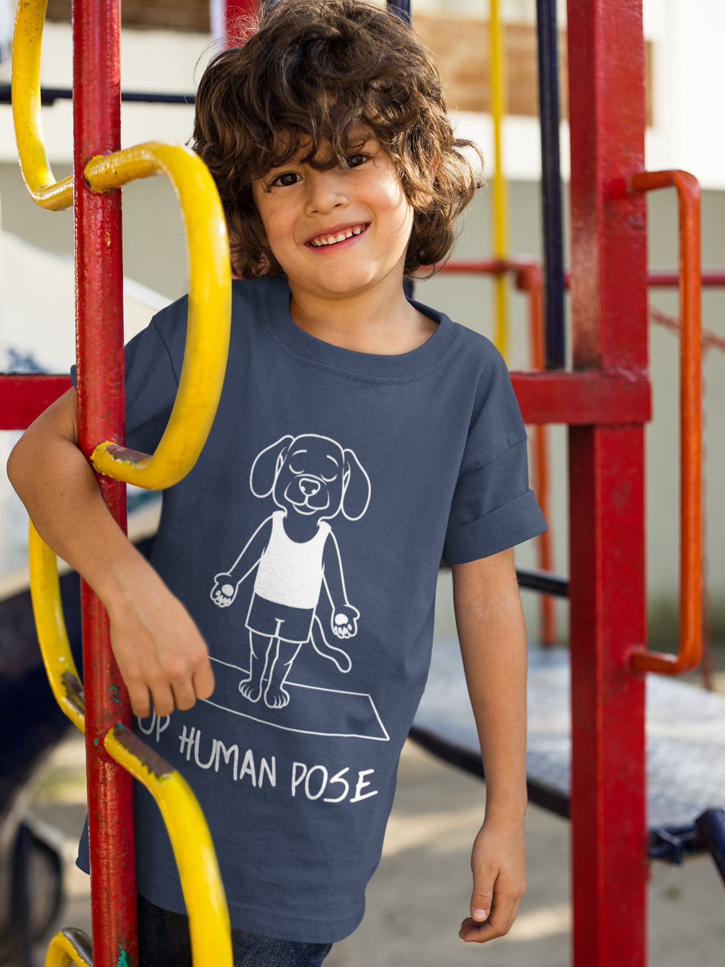 Cute Up Human Pose Design - Youth Yoga Dog Tee I Kids Yoga T-Shirt I Gift for Pet Lovers I Fun Animal Tee I Kids Activewear