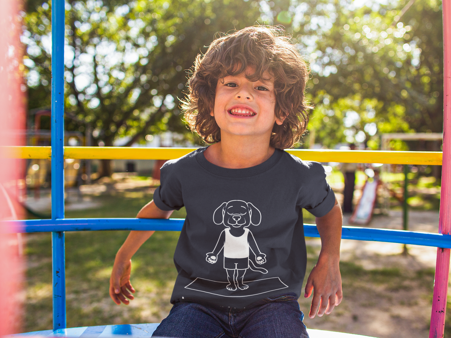 Cute Up Human Pose Design - Youth Yoga Dog Tee I Kids Yoga T-Shirt I Gift for Pet Lovers I Fun Animal Tee I Kids Activewear