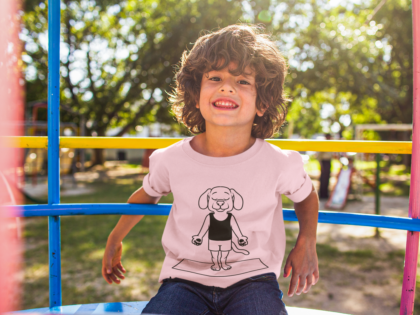 Cute Up Human Pose Design - Youth Yoga Dog Tee I Kids Yoga T-Shirt I Gift for Pet Lovers I Fun Animal Tee I Kids Activewear