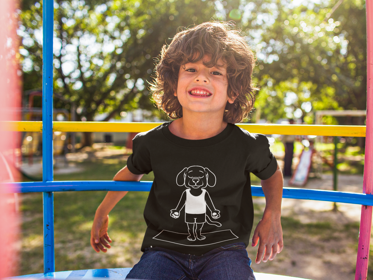 Cute Up Human Pose Design - Youth Yoga Dog Tee I Kids Yoga T-Shirt I Gift for Pet Lovers I Fun Animal Tee I Kids Activewear