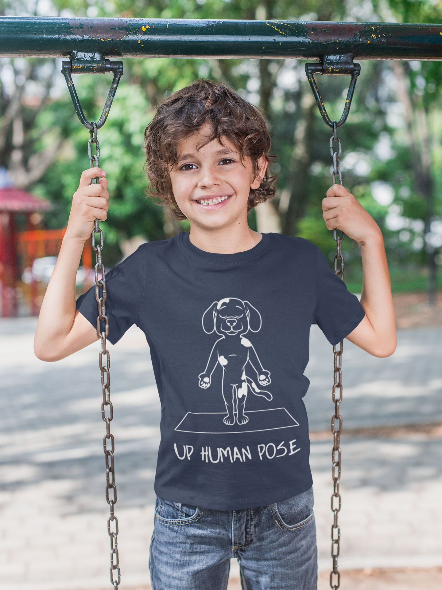 Cute Up Human Pose Design - Youth Yoga Dog Tee I Kids Yoga T-Shirt I Gift for Pet Lovers I Fun Animal Tee I Kids Activewear