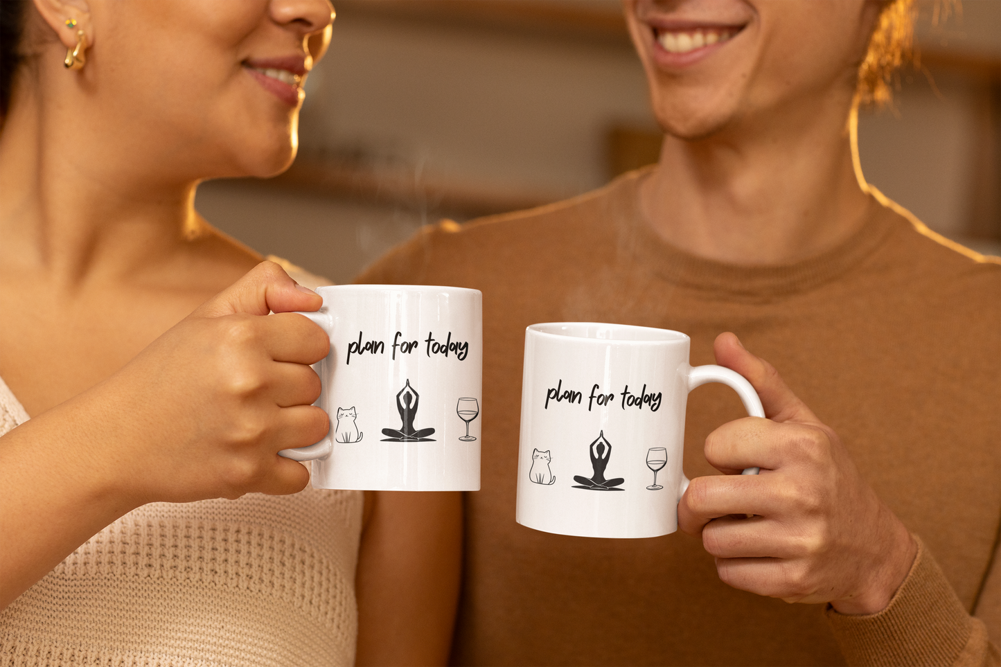 "Plan For Today" Mindful Moments Mug - Inspirational Coffee Cup for Pet Lovers I Self-Care Gift for Cats' Owners I Yoga & Wine Lovers I Start Your Day Right