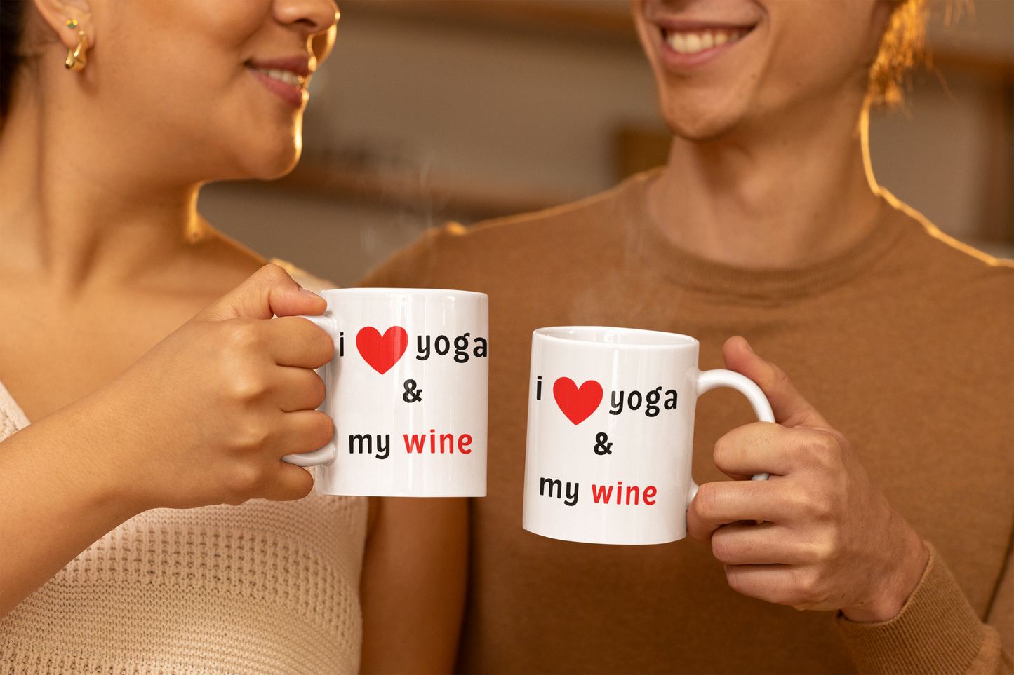 I Love Yoga & My Wine Mug - Fun Gift for Yogis I Coffee & Wine Lovers I Home Decor I Yoga Studio I Birthday Gift