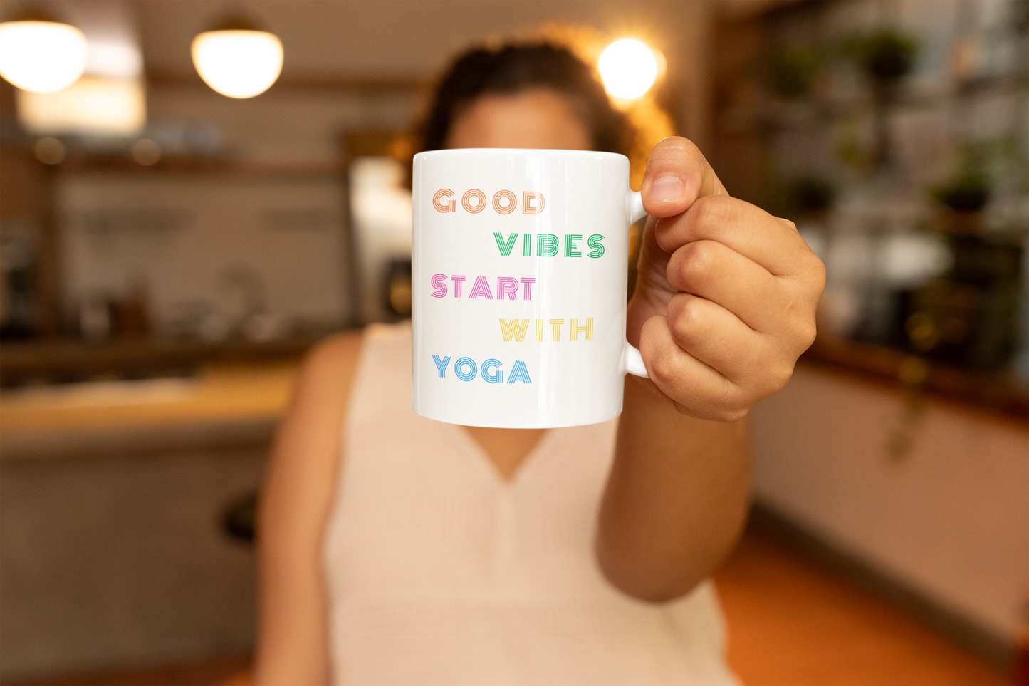 Good Vibes Yoga Mug | Inspirational Coffee Cup I Eco-Friendly Drinkware I Perfect for Yoga Lovers I Motivation Gift I Home Decor