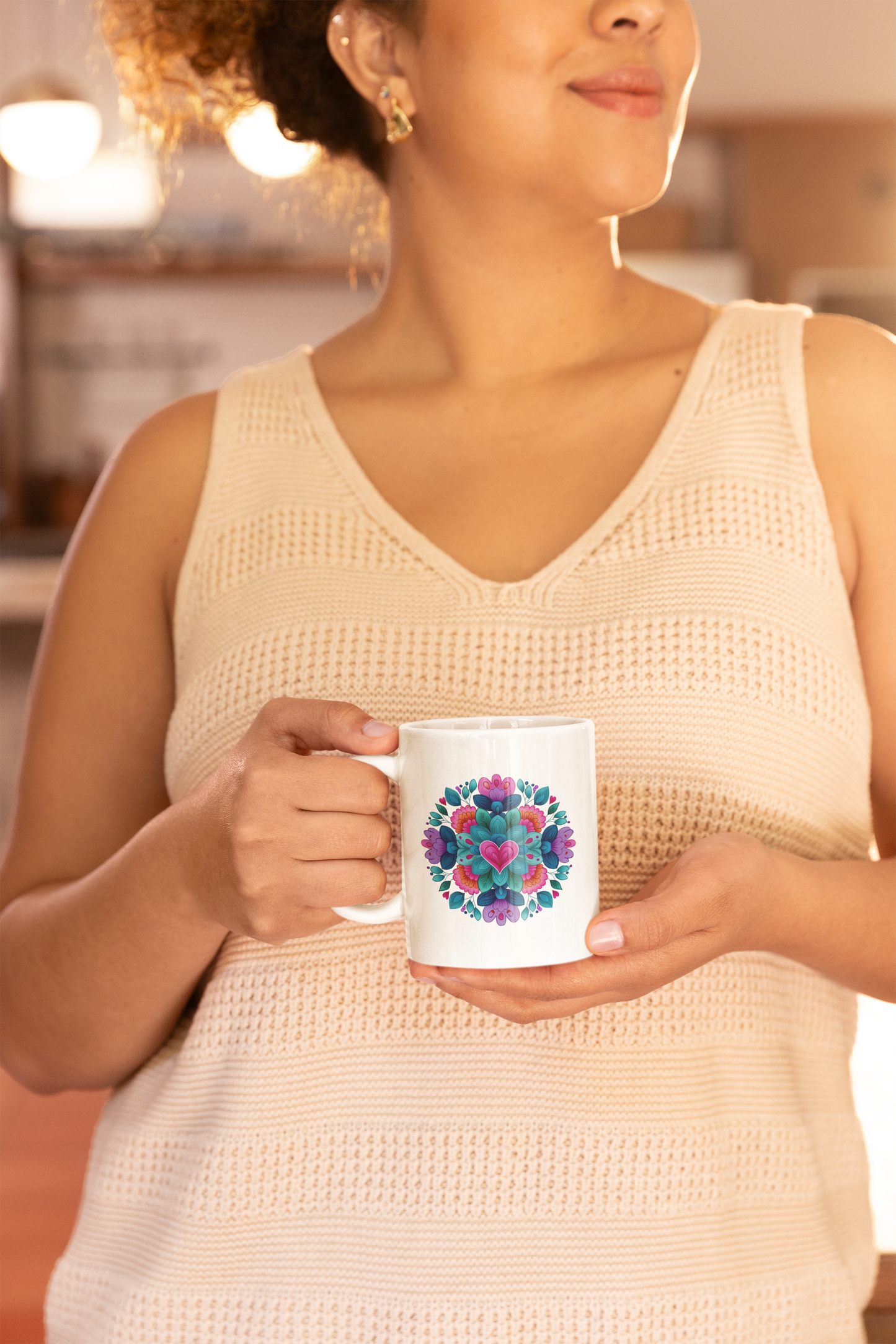 Colorful Floral Mandala Mug - Yoga Boho Coffee Cup I Gift for Her I Floral Design I Tea Mug I Housewarming Present