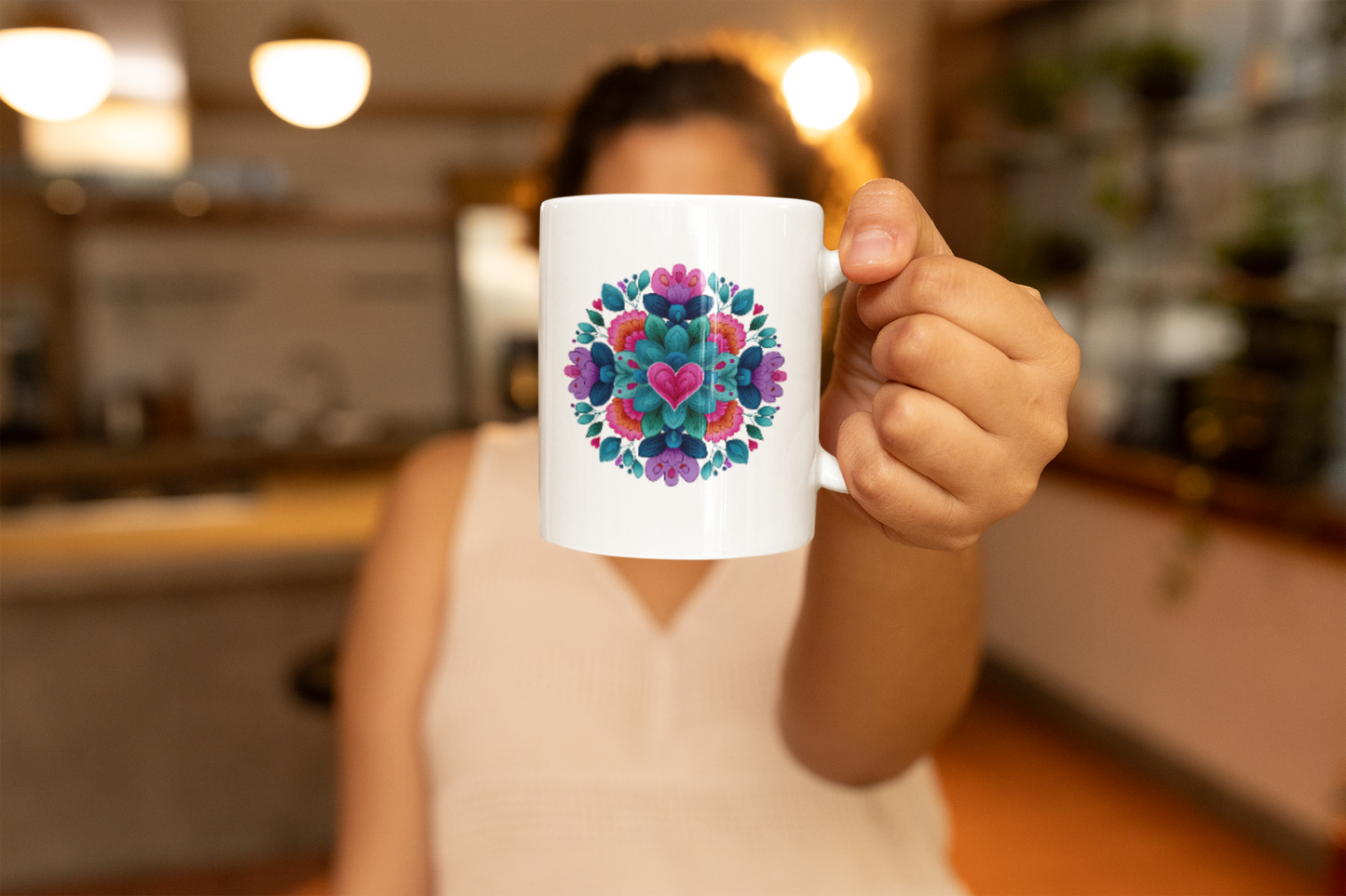 Colorful Floral Mandala Mug - Yoga Boho Coffee Cup I Gift for Her I Floral Design I Tea Mug I Housewarming Present