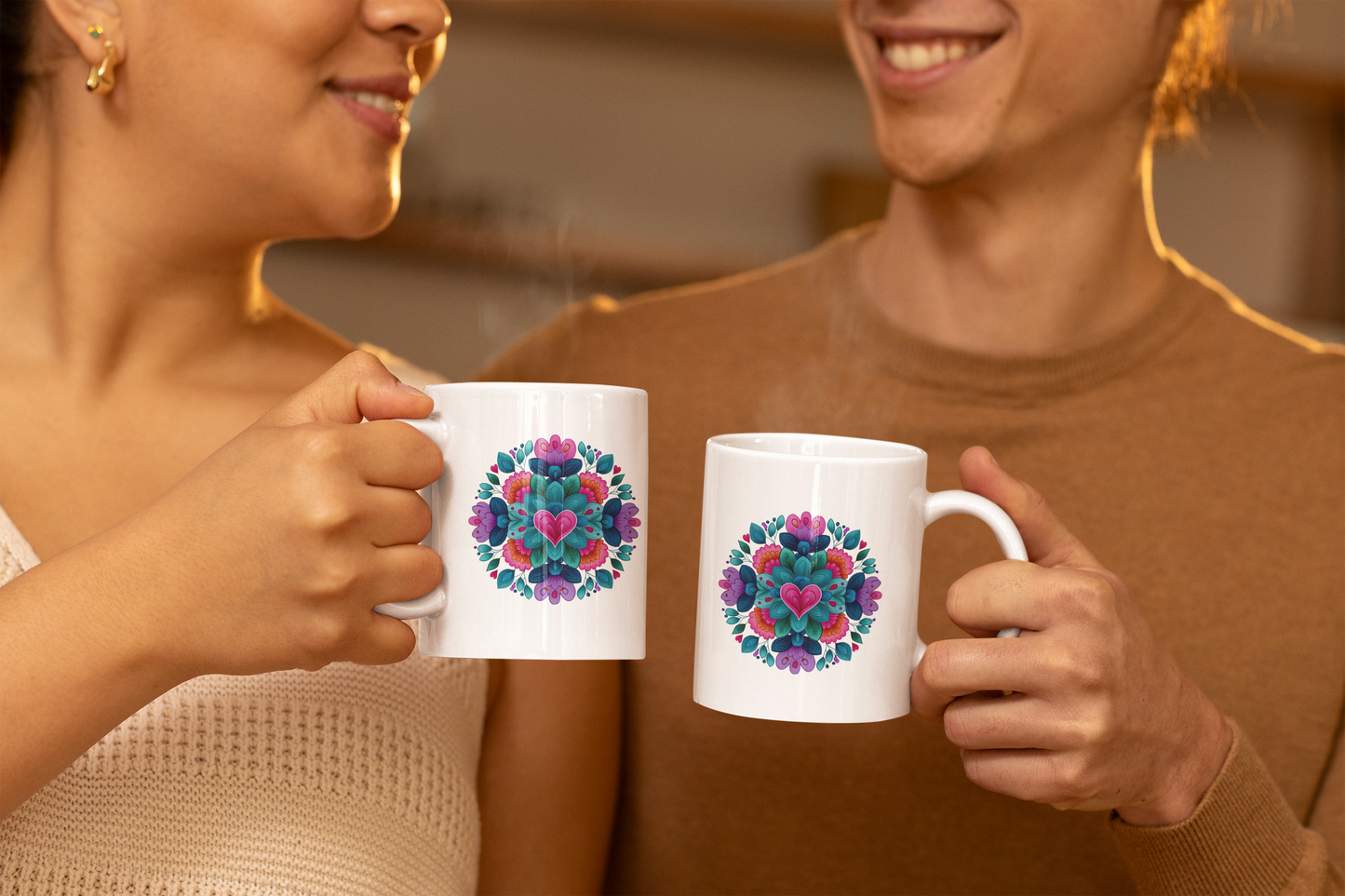 Colorful Floral Mandala Mug - Yoga Boho Coffee Cup I Gift for Her I Floral Design I Tea Mug I Housewarming Present