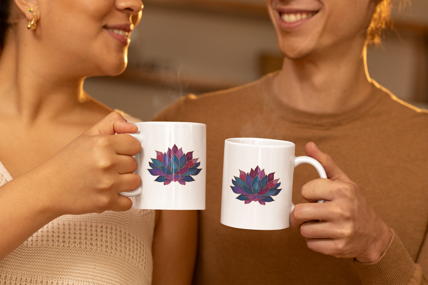 Lotus Flower Ceramic Mug - Yoga Boho Coffee Cup I Spiritual Tea Mug I Wellness Gift I Meditation Decor