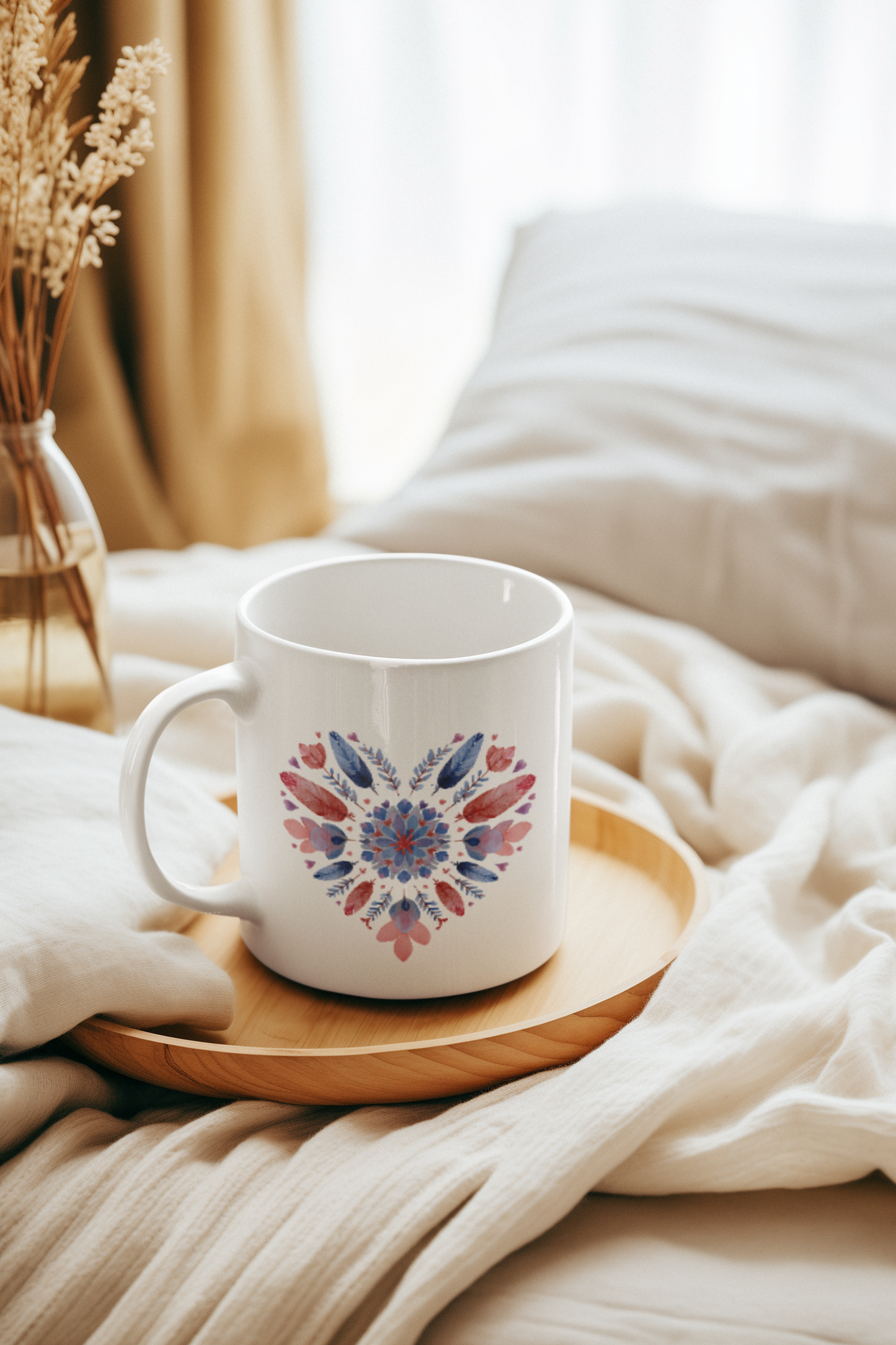 Bohemian Heart Mandala Mug - Yoga Coffee Cup I Gift for Her I Home Decor I Valentine's Day I Mother's Day I Sel-Care Drinkware