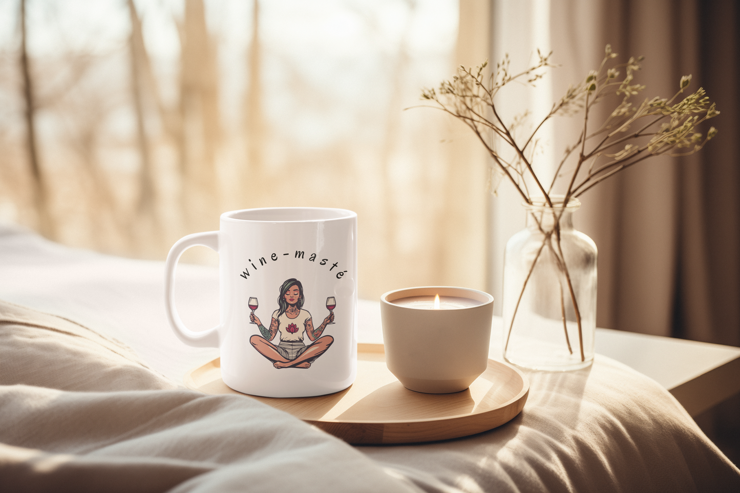 Wine-Masté Mug for Relaxation & Self-Care - Funny Yoga Mug I Perfect Gift for Wine Lovers I Celebrations I Birthdays I Cozy Evenings