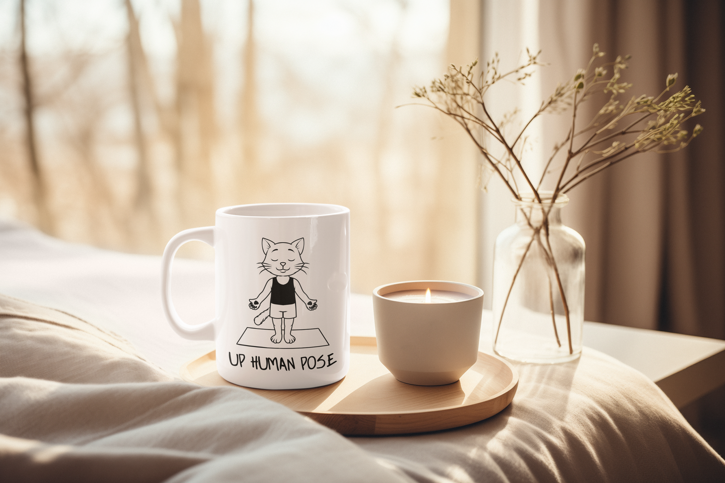Up Human Pose Yoga Cat Mug | 11oz Funny Coffee Cup I Gift for Cat Lovers I Cute Yoga Gift I Wellness Decor I Drinkware for Mindfulness