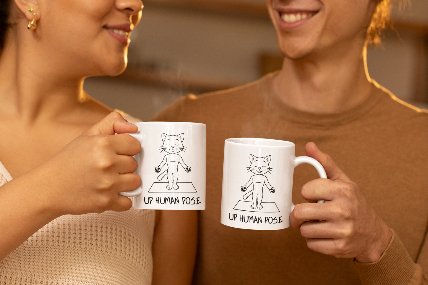 Up Human Pose Yoga Cat Mug | 11oz Funny Coffee Cup I Gift for Cat Lovers I Cute Yoga Gift I Wellness Decor I Drinkware for Mindfulness