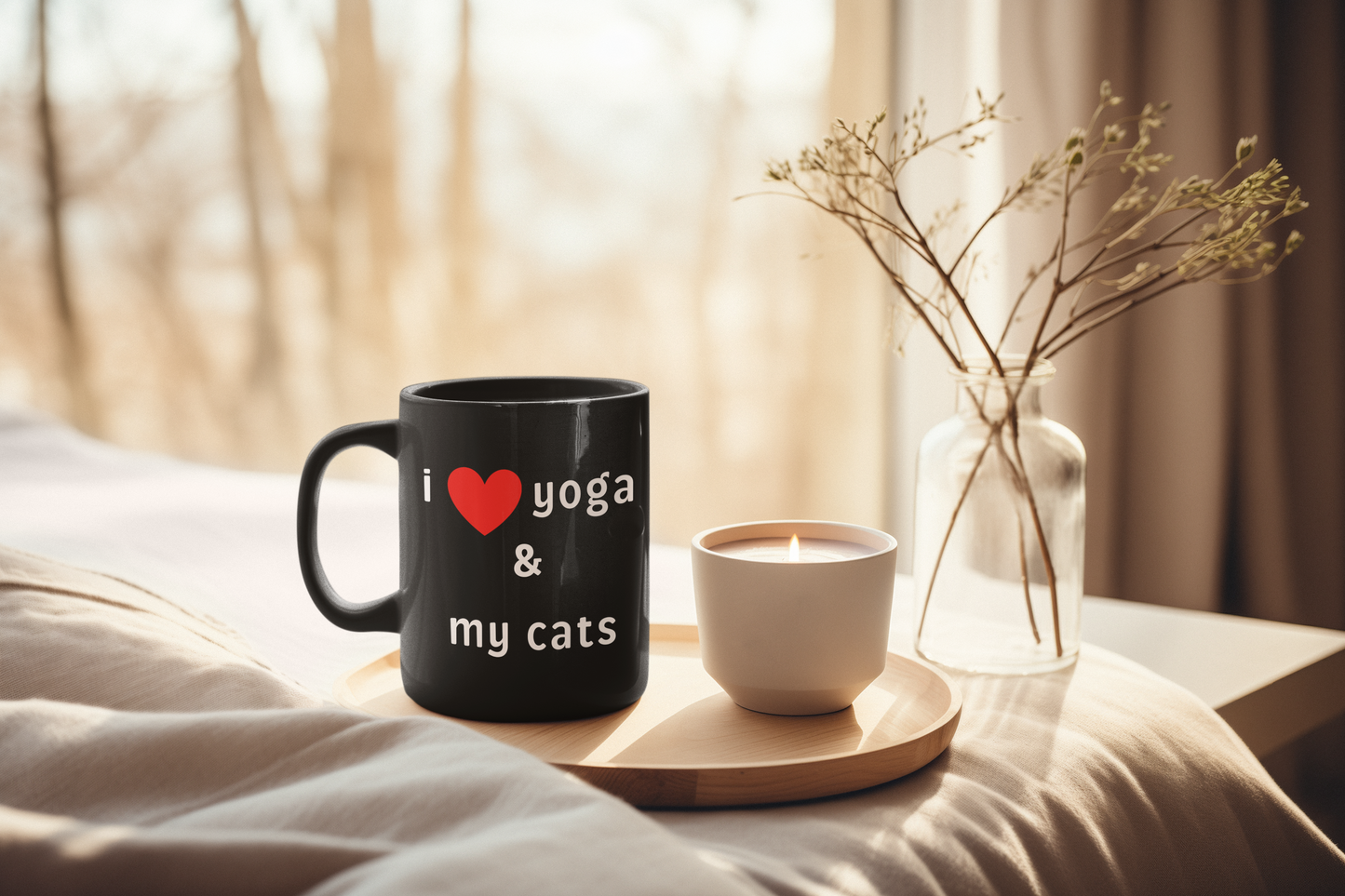 I Love Yoga & My Cats Lover Coffee Mug I Funny Gift for Yoga Enthusiasts I Cat Owners I Black Mug for Yoga Lovers I Gift for Birthdays & Holidays
