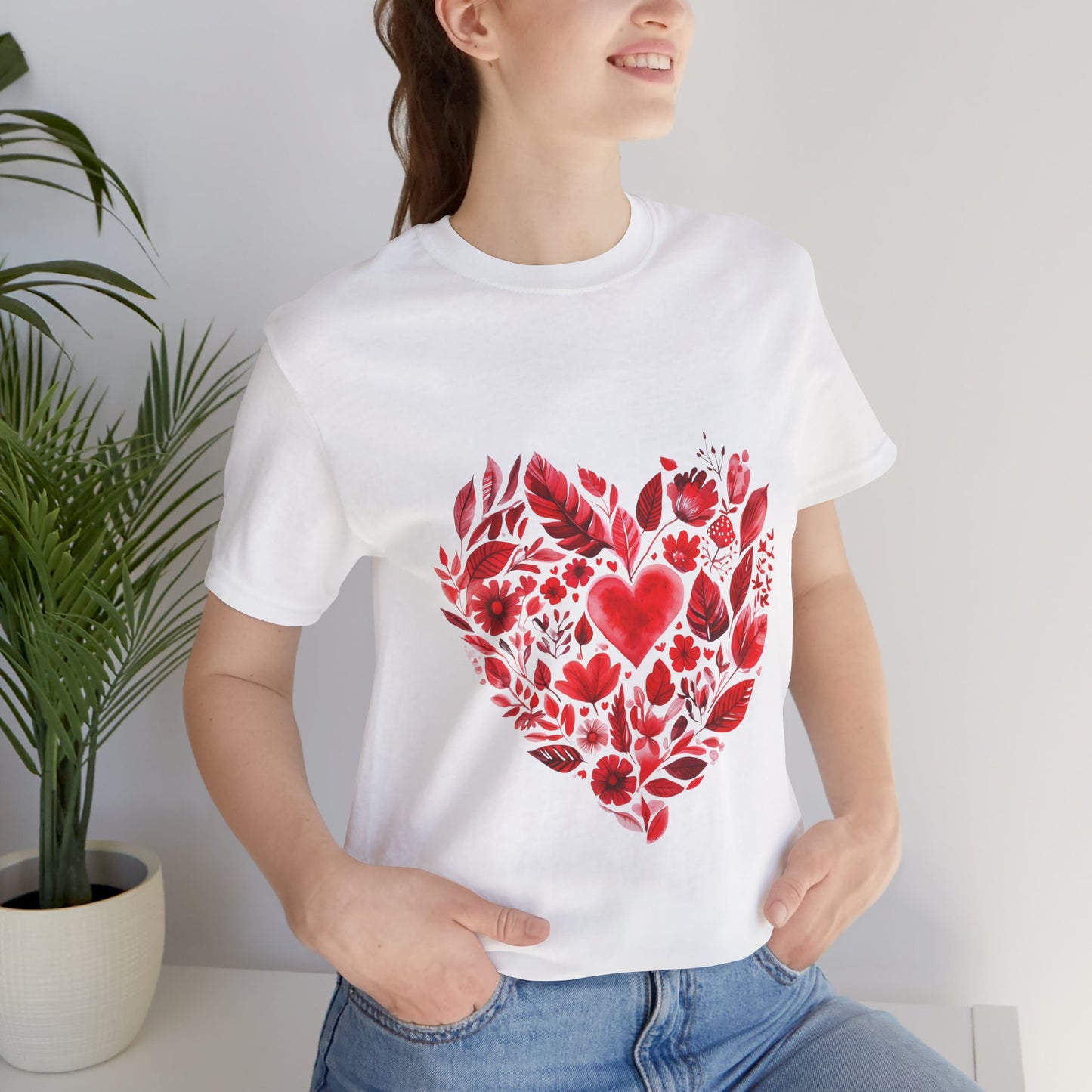 Heart Floral Unisex Yoga Tee - Perfect for Valentine’s Day I Gift for Her I Self-Care Meditation Apparel