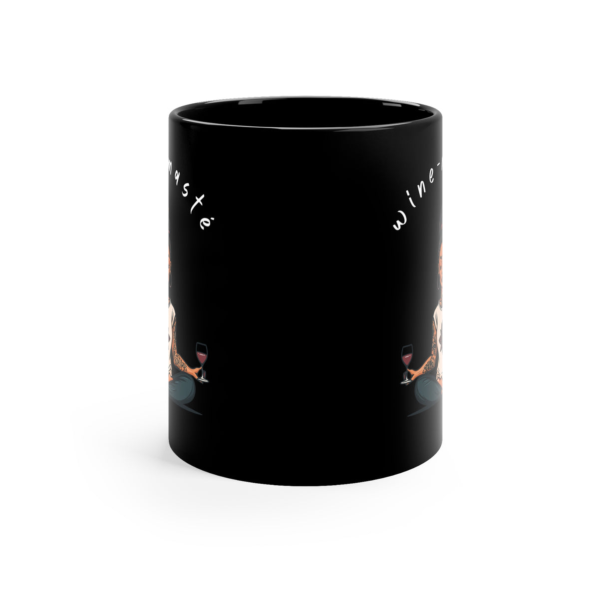 Yoga & Wine Black 11oz Coffee Mug - Meditation Mug I Funny Yoga Coffee Cup I Wellness Gift I Wine Lover's Gift I Yogini Mug