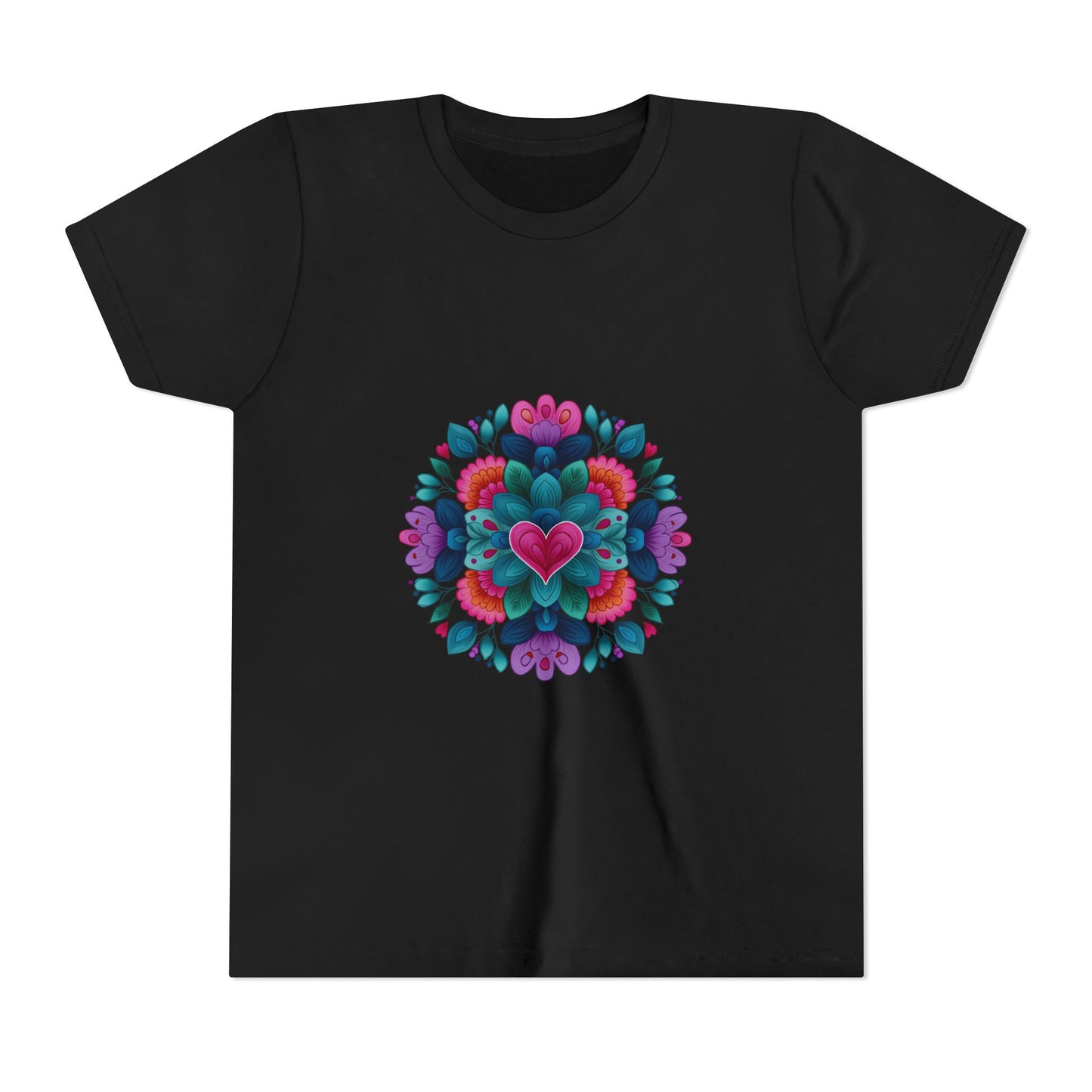 Colorful Mandala Youth Tee for Yoga I Kids T-Shirt I Summer Top I Yoga Gift for Girls I Birthday Present I Flower Graphic Tee