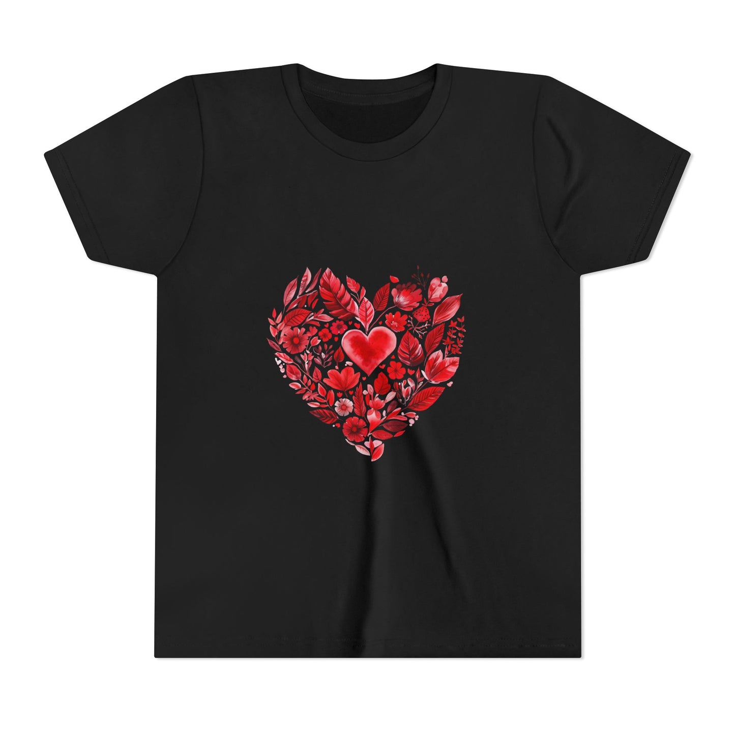 Heart Blossom Youth Tee - Cute Gift for Kids I Summer & Yoga T-Shirt I Floral Design I Birthday Outfit I Valentine's Day Wear