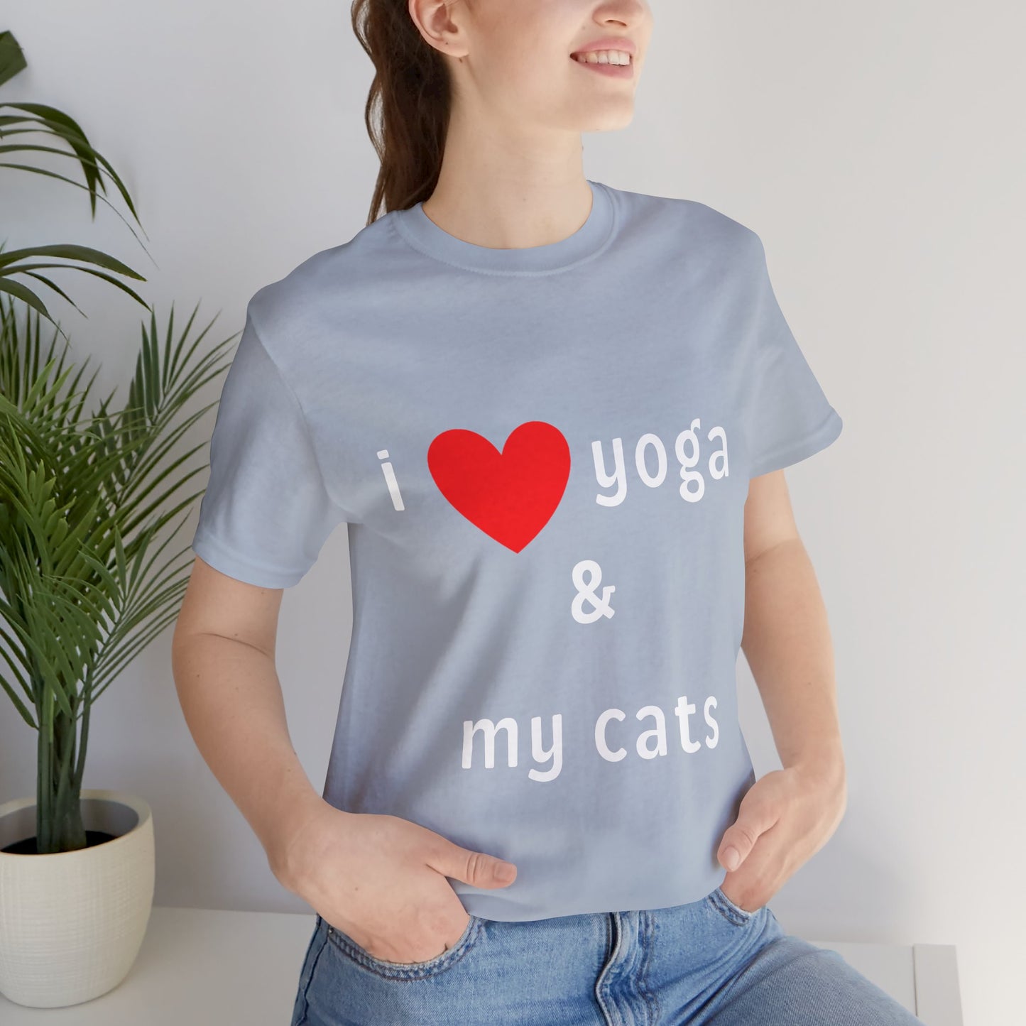 I Love Yoga & My Cats Tee | Cat & Yoga Lovers T-Shirt I Yoga Unisex Tee Gift for Cat Moms & Yogis I Self-Care Meditation Apparel