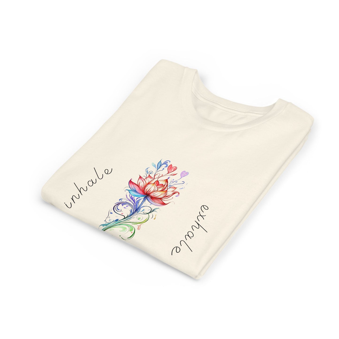 Lotus Flower Inhale Exhale Unisex Youth Yoga Tee | Yoga Inspirational T-Shirt for Kids I Youth Yoga Mindfulness Apparel