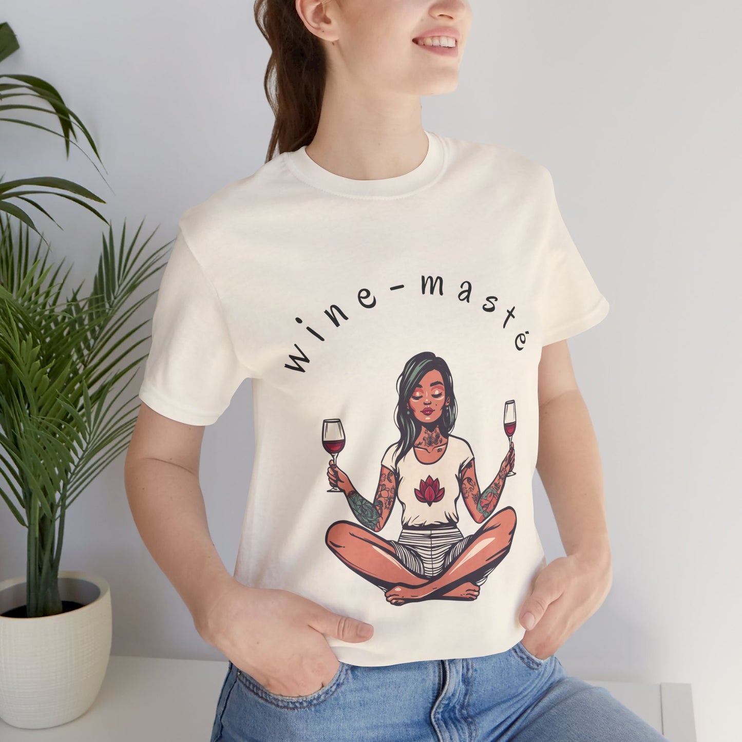 Wine-Masté - Meditation Wine Lover Tee I Unisex Relaxation T-Shirt for Yoga & Wine Enthusiasts I Fun Gift for Wine Tasting I Self-Care Clothing