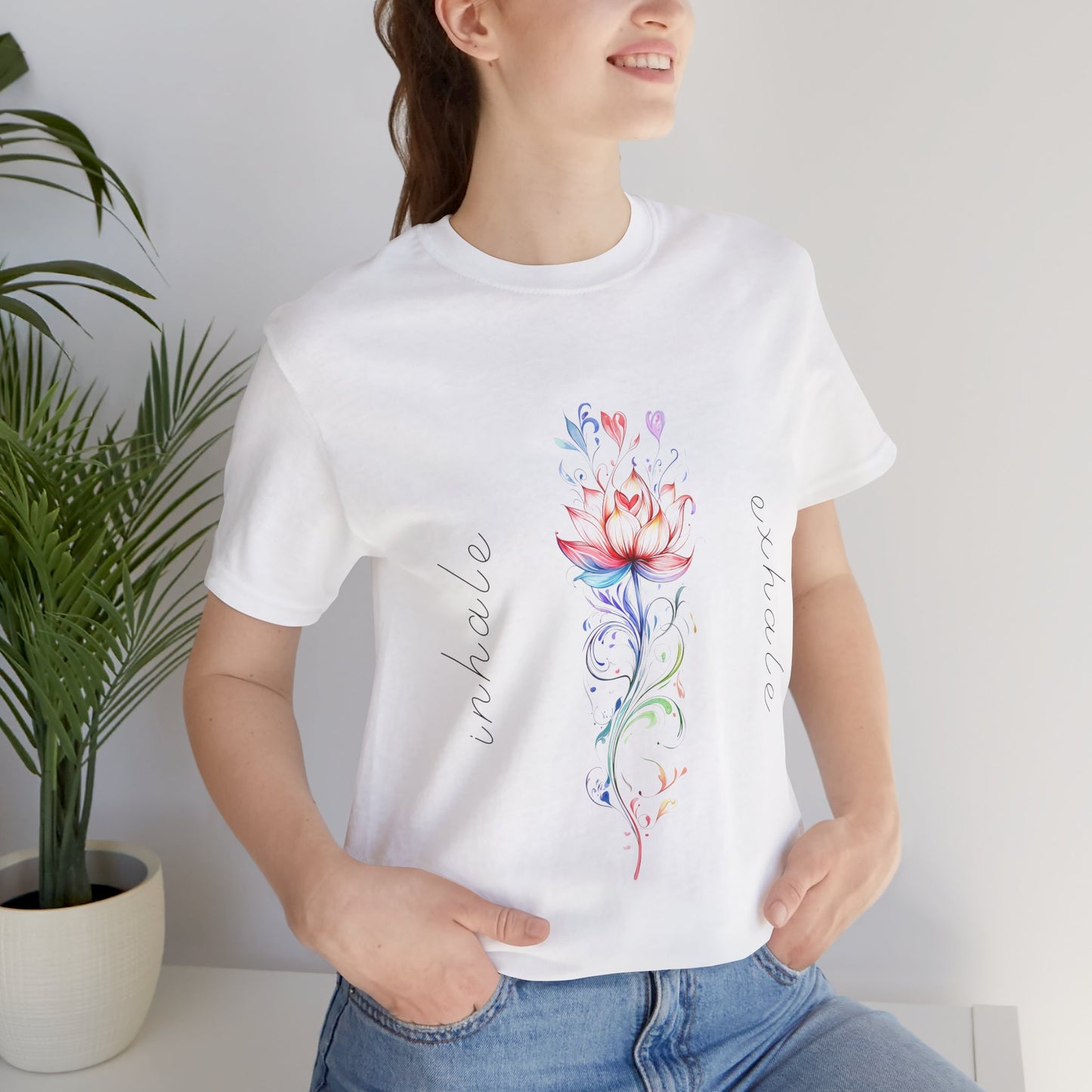 Lotus Flower Inhale Exhale Unisex Yoga Tee | Inspirational T-Shirt I Yoga Mindfulness Apparel I Meditation T-Shirt