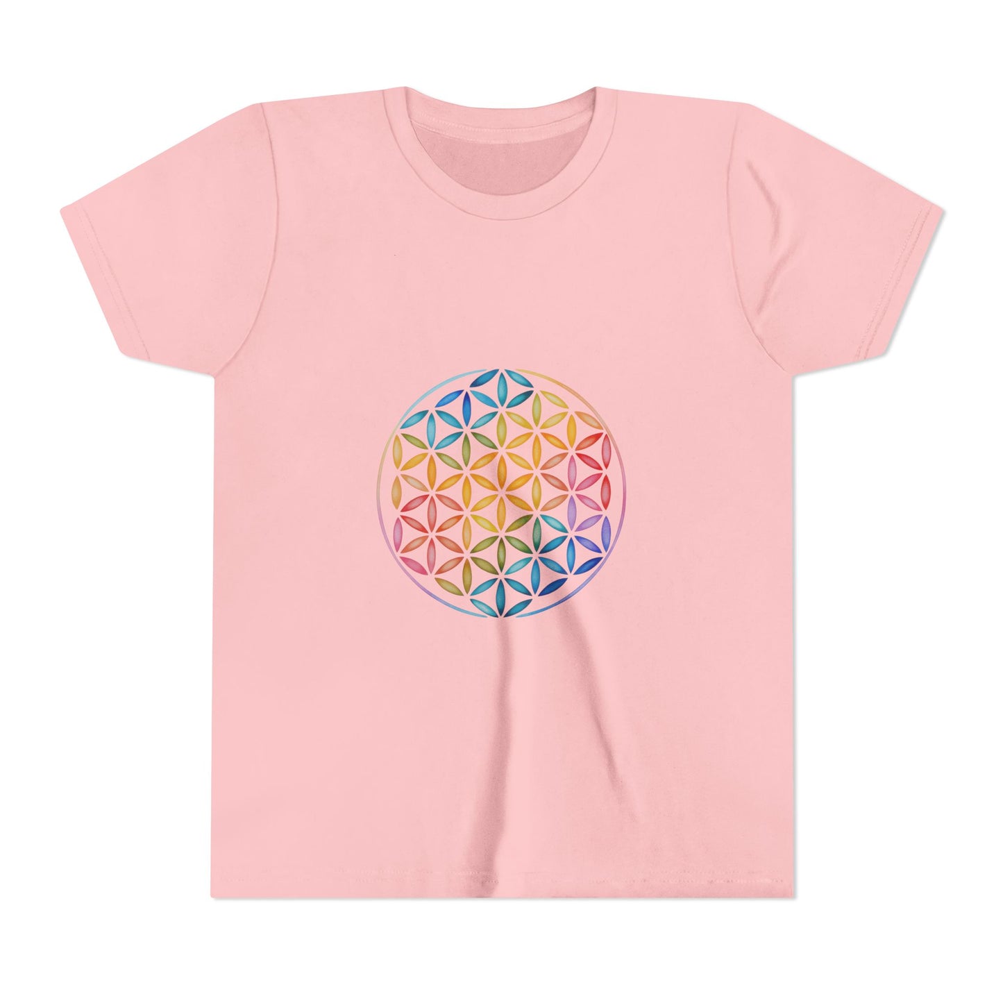 Flower Of Life Youth Yoga Tee - Colorful Flower of Life Design I Kids Art T-Shirt I Summer Fun for Young Yogis I Gift for Birthdays I Spiritual Vibes Tee