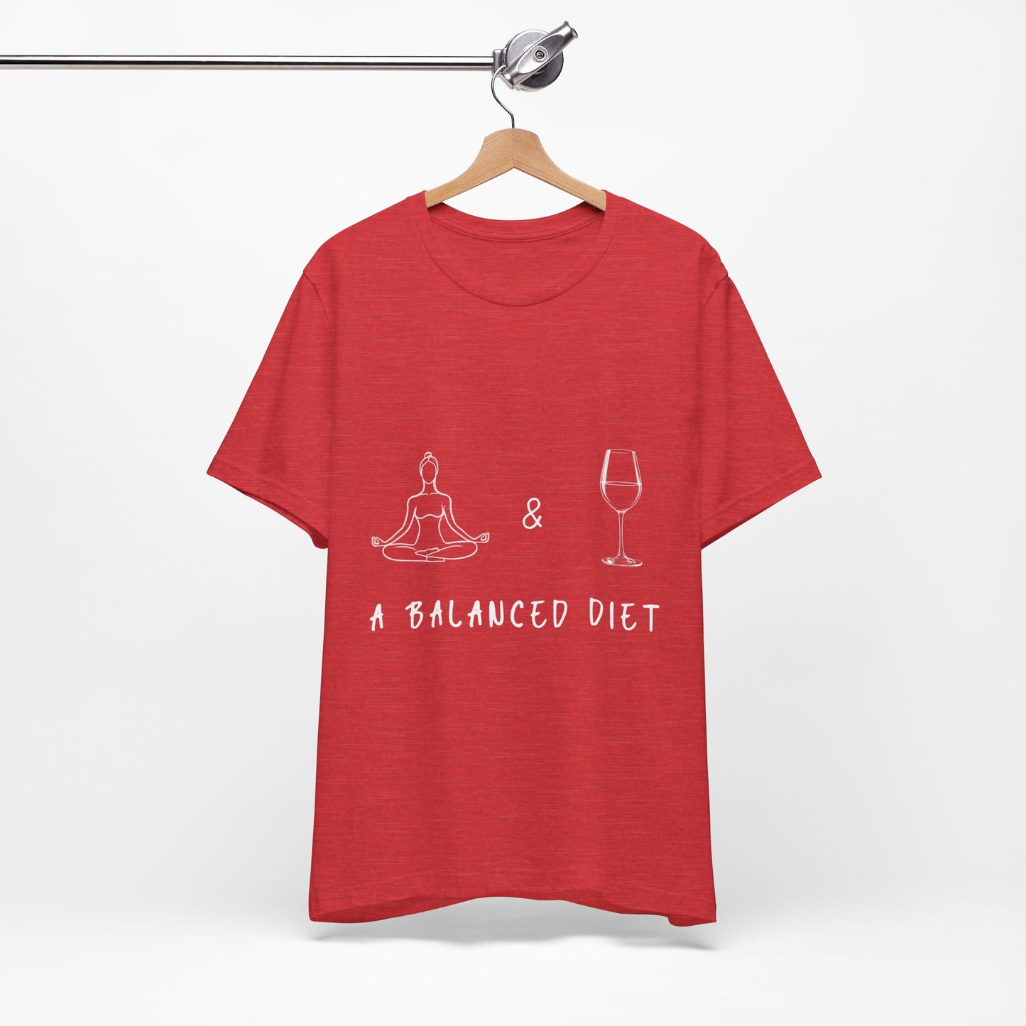 Yoga & Wine A Balanced Diet Funny Tee I T-Shirt for Yoga Lovers I Funny Gift for Wine Enthusiasts I Self-Care Meditation Apparel