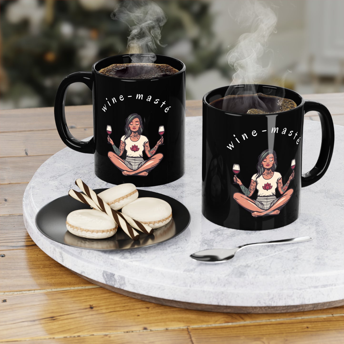 Wine-Maste Yoga Ceramic Cup I Funny Yoga Coffee Mug | Gift for Wine Lovers I Relaxation Mug I Unique Meditation Drinkware I Humor Coffee Cup