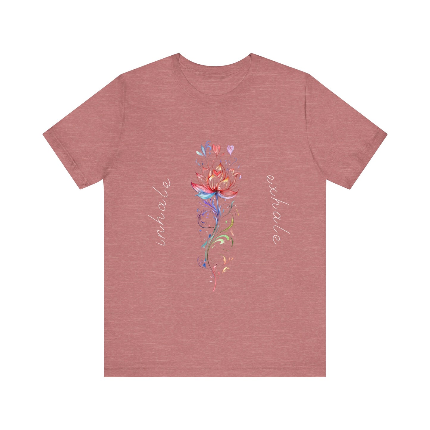 Lotus Flower Inhale Exhale Unisex Yoga Tee | Inspirational T-Shirt I Yoga Mindfulness Apparel I Meditation T-Shirt
