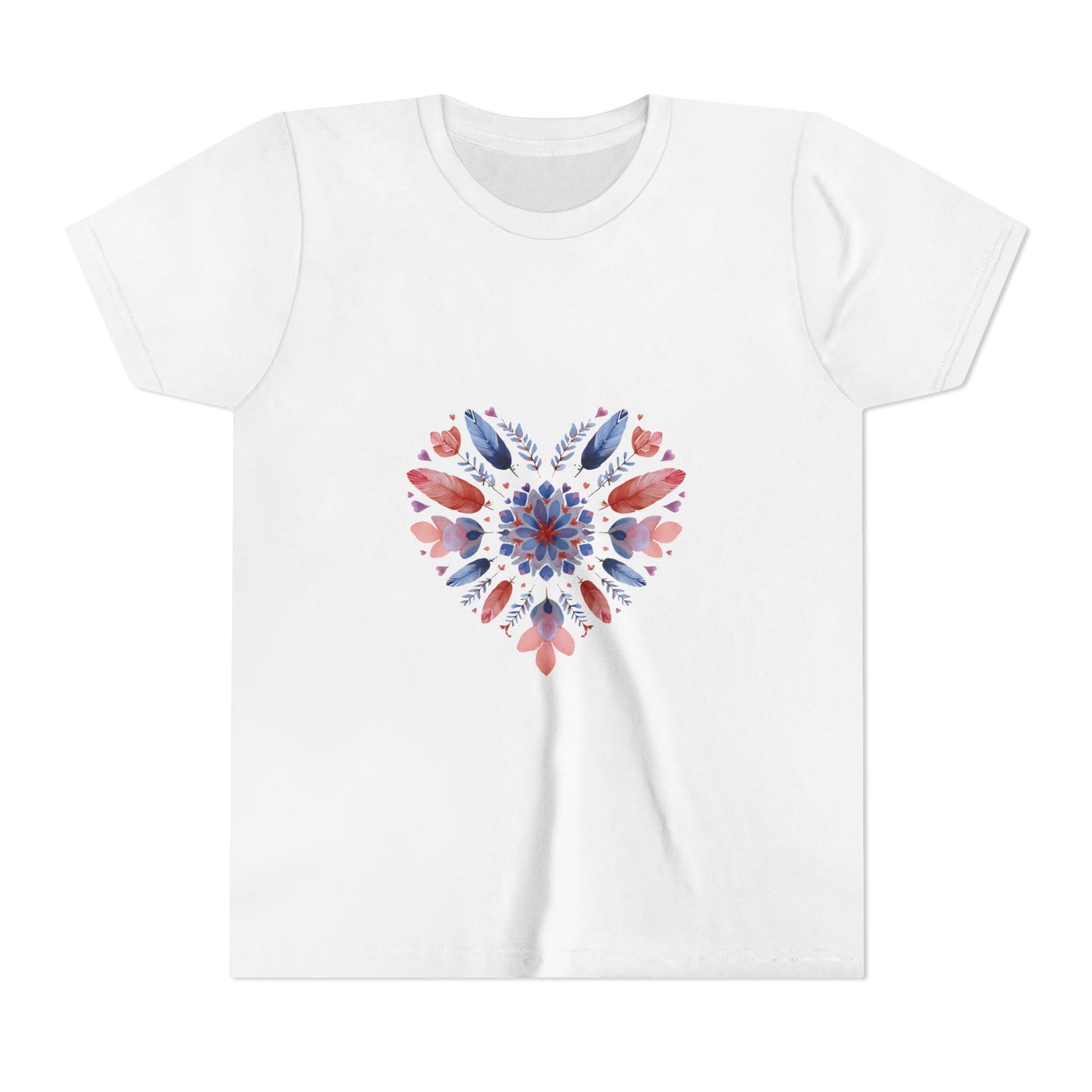 Heart Mandala Youth Tee for Yoga - Summer T-Shirt I Kids Gift I Valentine's Day Apparel I Cute Graphic Tee I Fun Playwear