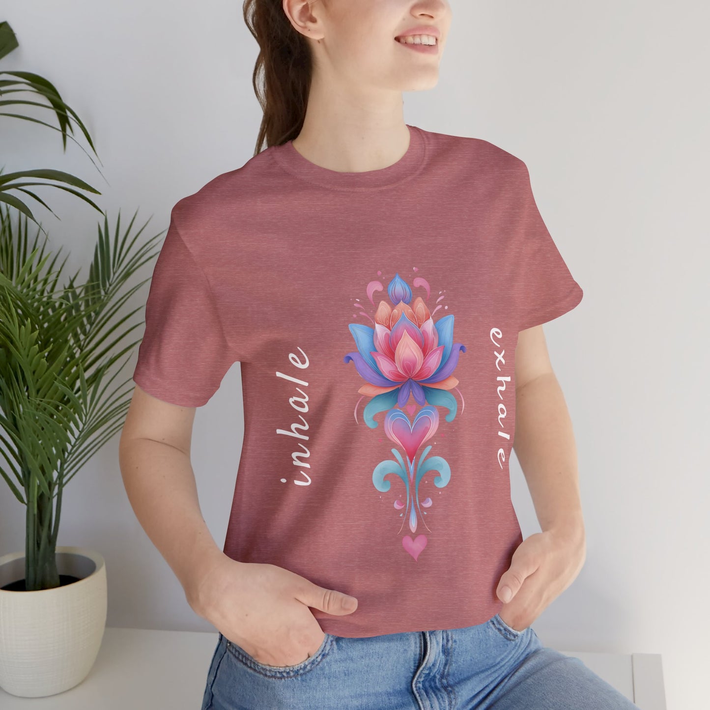 Lotus Flower Inhale Exhale Unisex Yoga Tee | Inspirational T-Shirt I Yoga Mindfulness Apparel I Meditation T-Shirt