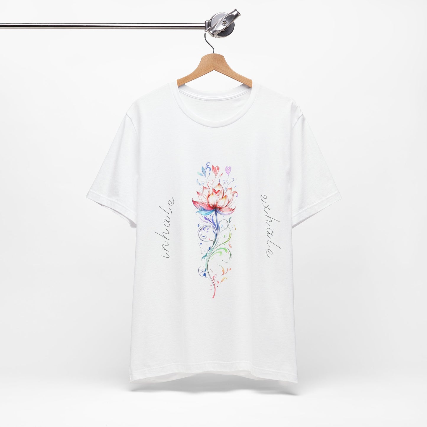 Lotus Flower Inhale Exhale Unisex Yoga Tee | Inspirational T-Shirt I Yoga Mindfulness Apparel I Meditation T-Shirt