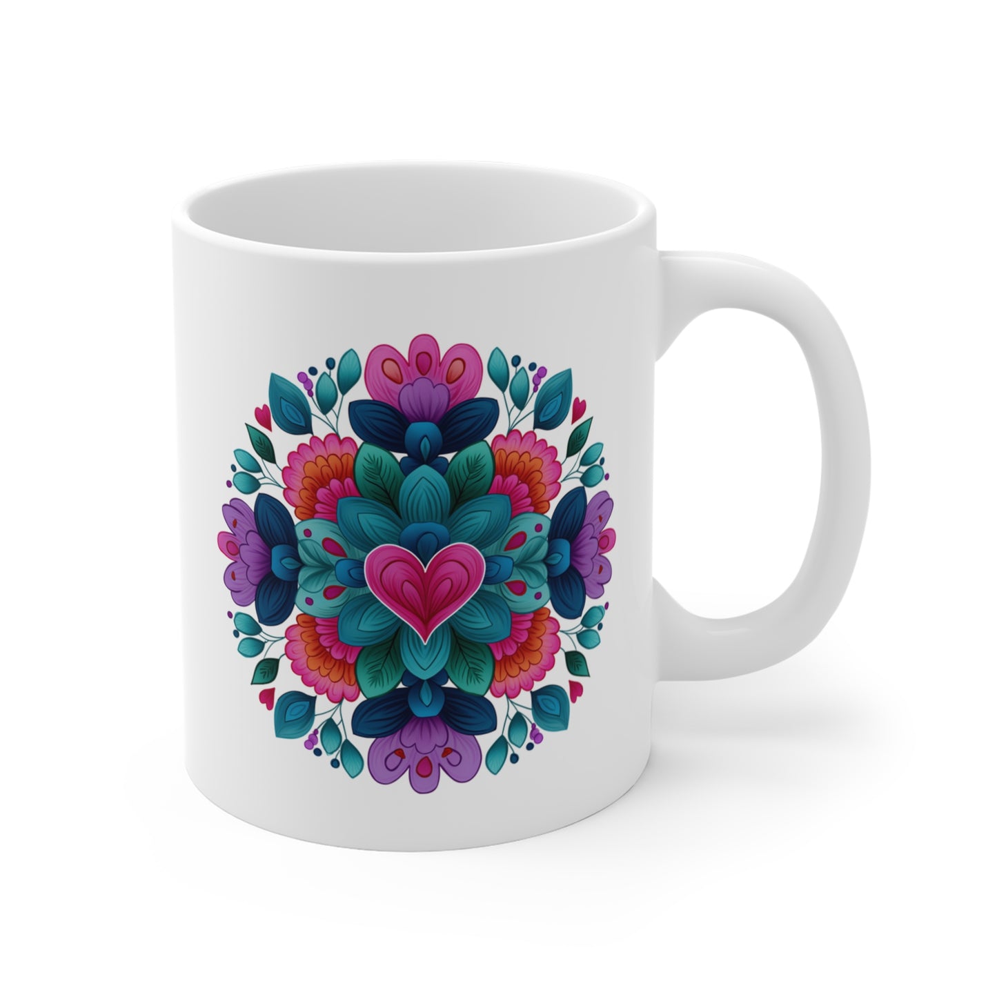 Colorful Floral Mandala Mug - Yoga Boho Coffee Cup I Gift for Her I Floral Design I Tea Mug I Housewarming Present