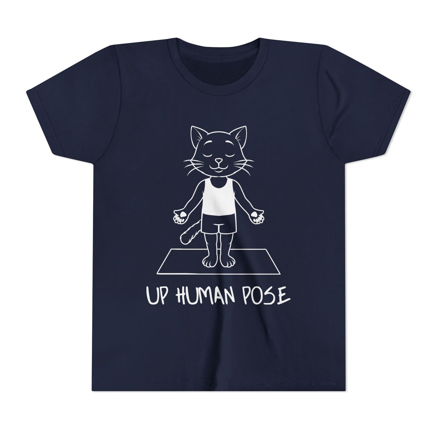 Cute Up Human Pose Design - Youth Yoga Cat Tee I Kids Yoga T-Shirt I Gift for Pet Lovers I Fun Animal Tee I Kids Activewear