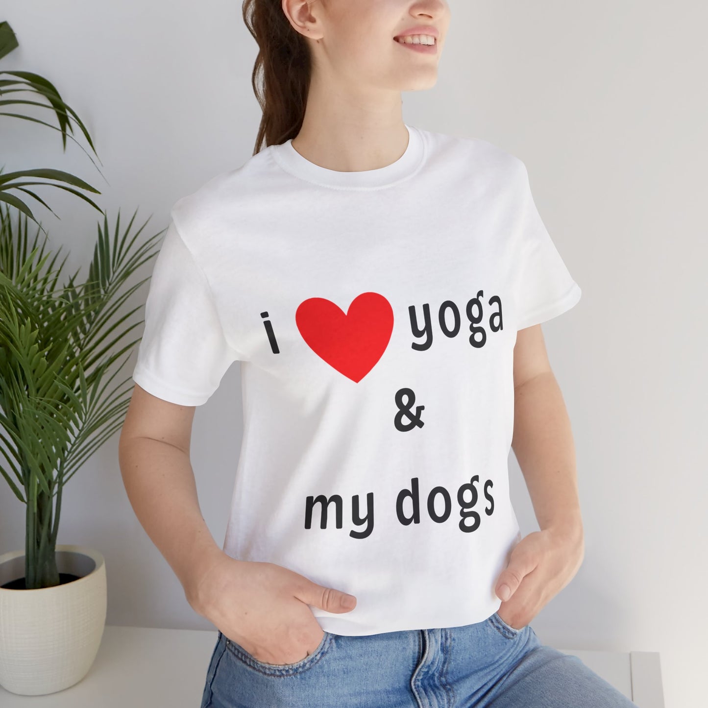 I Love Yoga & My Dogs Unisex Jersey Tee - Perfect Gift for Yoga Enthusiasts and Dog Lovers