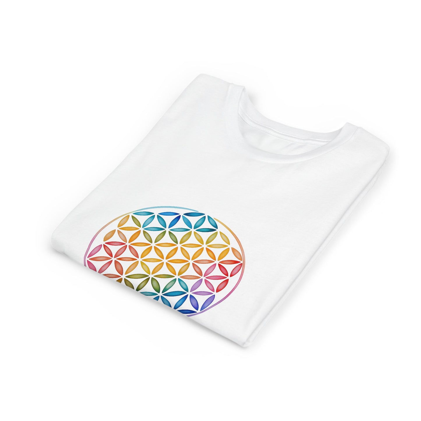 Flower Of Life Youth Yoga Tee - Colorful Flower of Life Design I Kids Art T-Shirt I Summer Fun for Young Yogis I Gift for Birthdays I Spiritual Vibes Tee