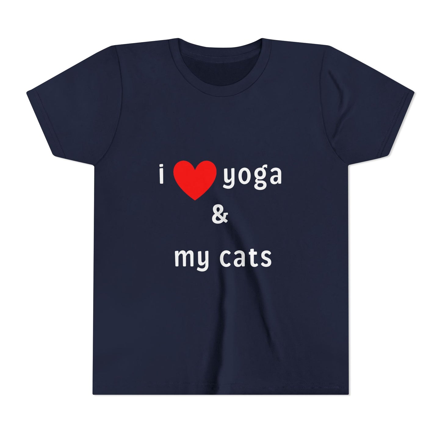 I Love Yoga & My Cats Youth Tee - Funny Kids T-Shirt I Pet Lover Gift I Young Yoga Enthusiast Apparel