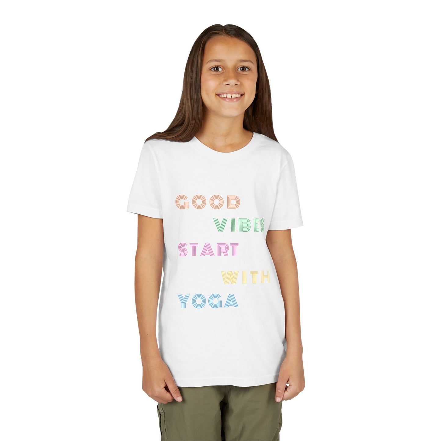 Good Vibes Start With Yoga Youth Yoga Tee - Yoga Apparel for Kids I Kids Cool Yoga T-Shirts I Self-Care Meditation Apparel