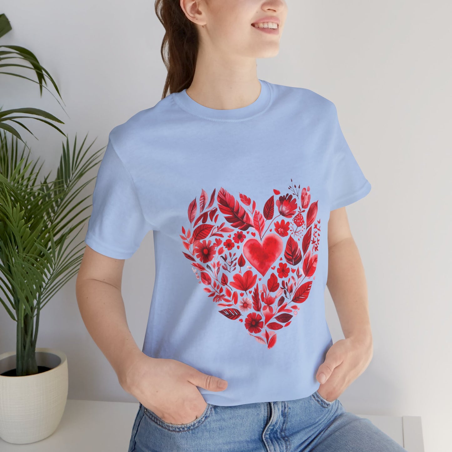 Heart Floral Unisex Yoga Tee - Perfect for Valentine’s Day I Gift for Her I Self-Care Meditation Apparel