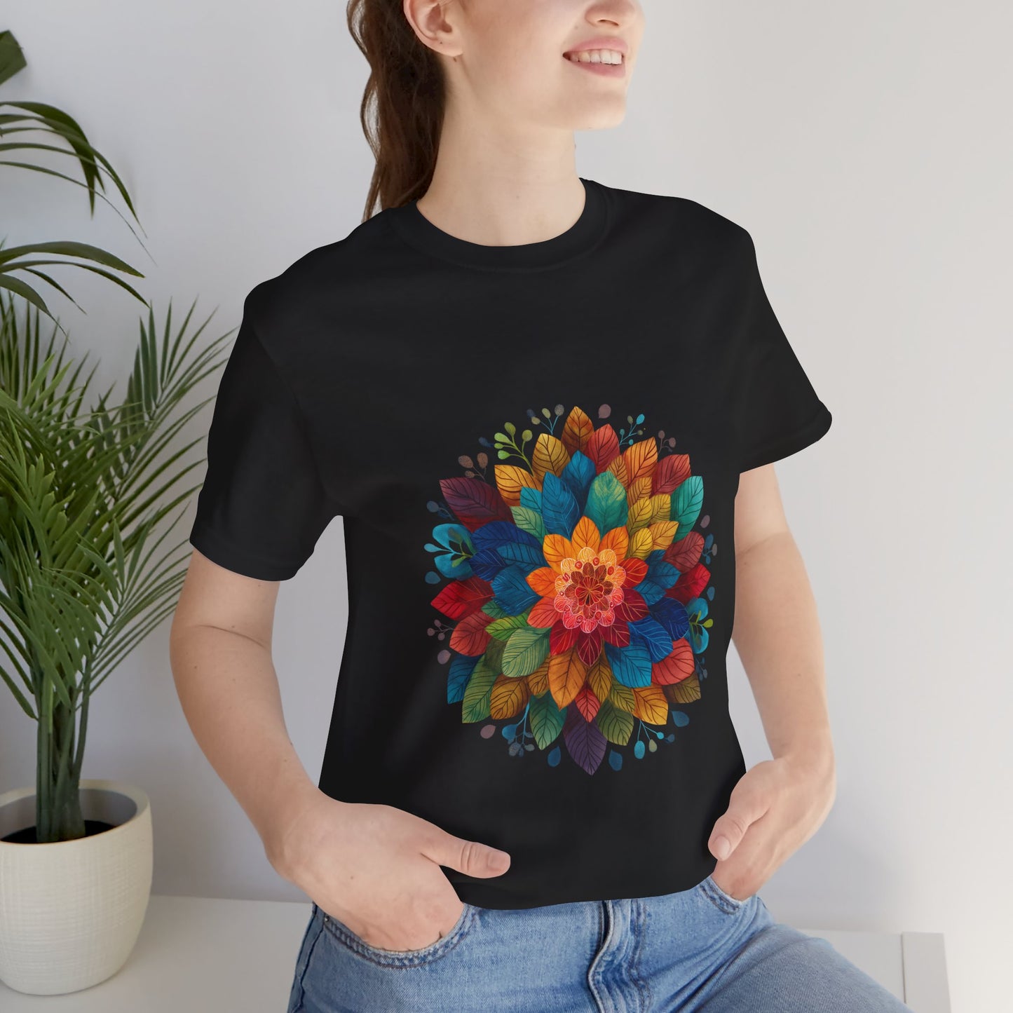 Vibrant Mandala Yoga Unisex Tee I Colorful Graphic T-Shirt I Nature Lover Gift I Yoga Self-Care Meditation Apparel
