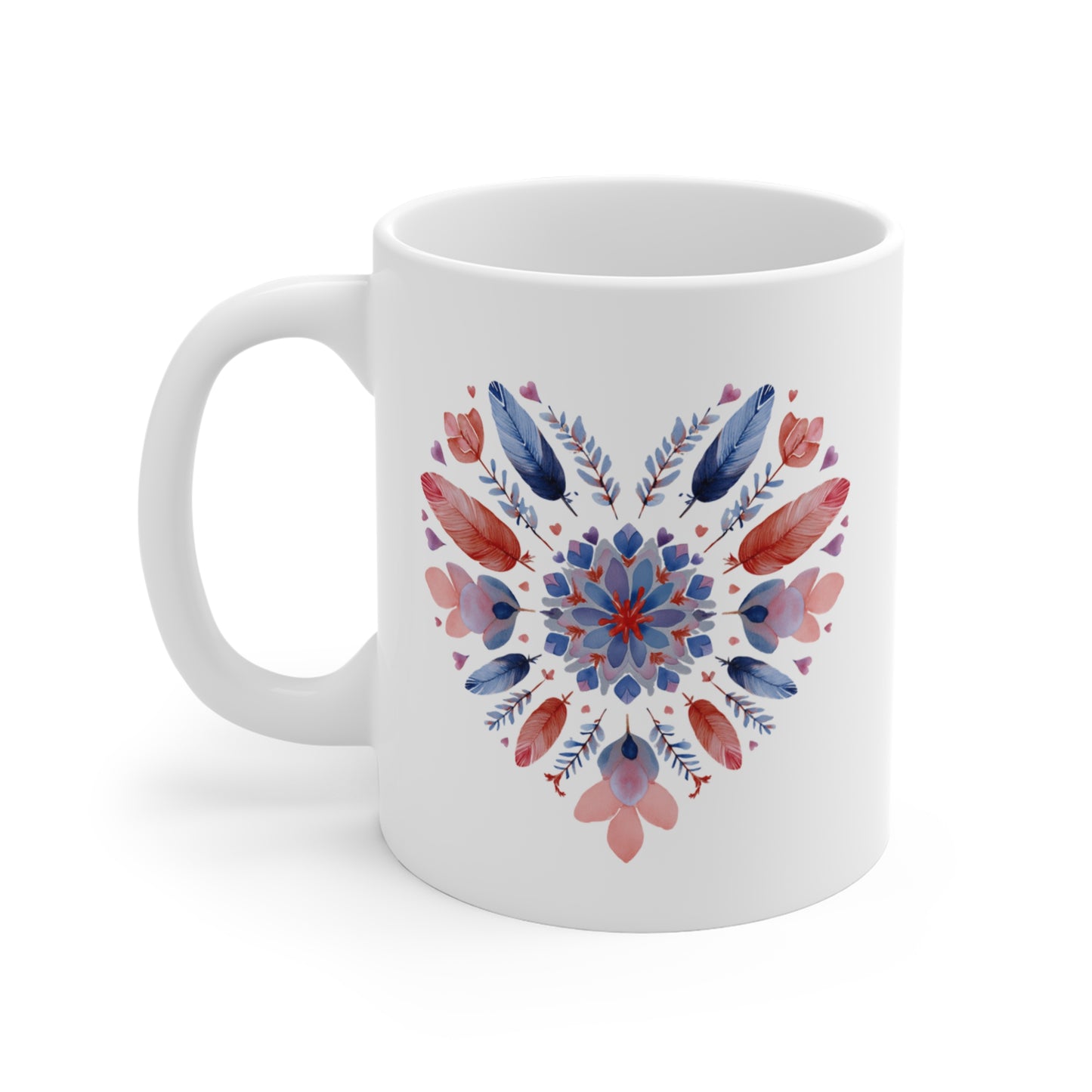 Bohemian Heart Mandala Mug - Yoga Coffee Cup I Gift for Her I Home Decor I Valentine's Day I Mother's Day I Sel-Care Drinkware