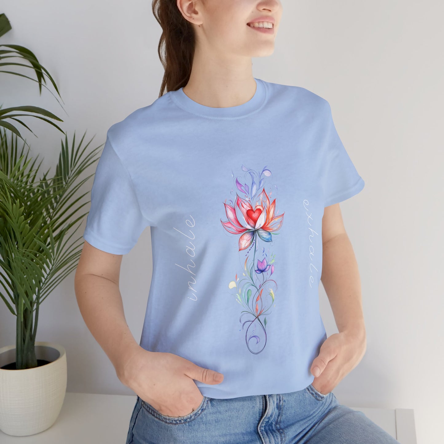 Lotus Flower Inhale Exhale Unisex Yoga Tee | Inspirational T-Shirt I Yoga Mindfulness Apparel I Self-Care Meditation Clothing