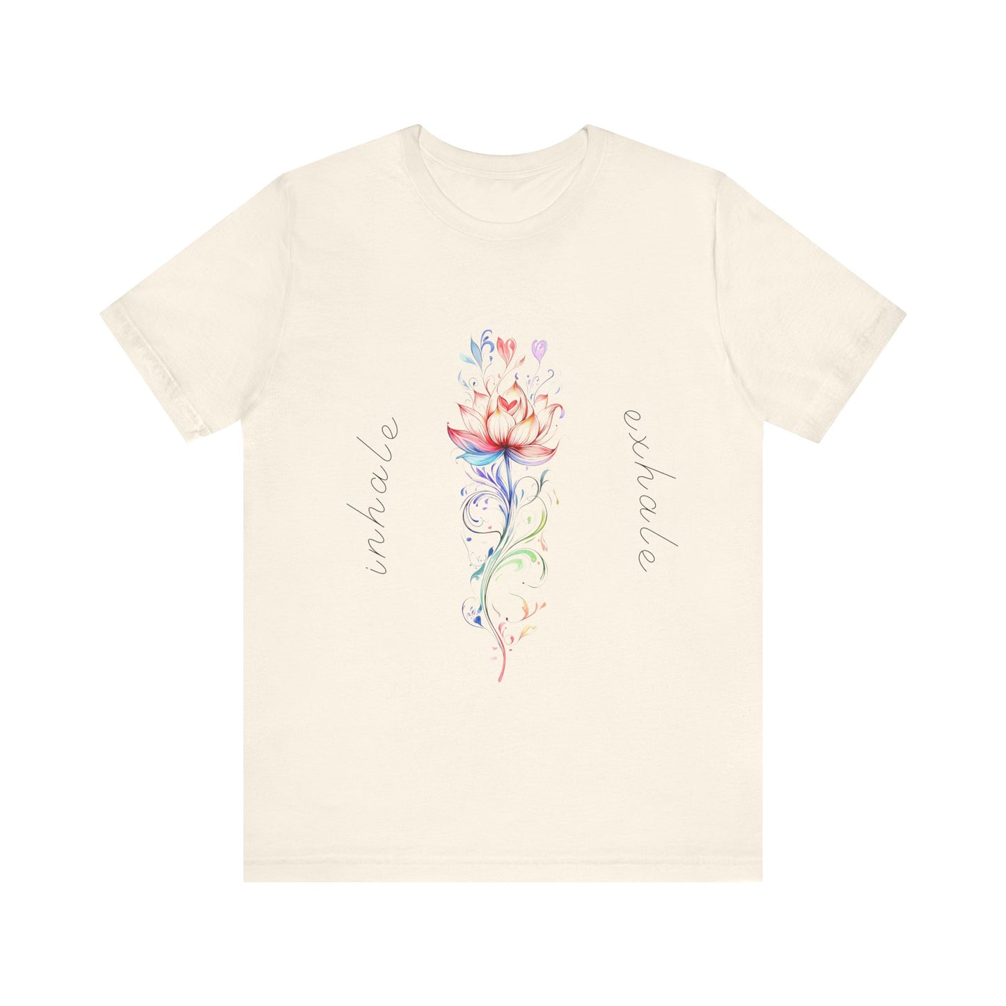 Lotus Flower Inhale Exhale Unisex Yoga Tee | Inspirational T-Shirt I Yoga Mindfulness Apparel I Meditation T-Shirt