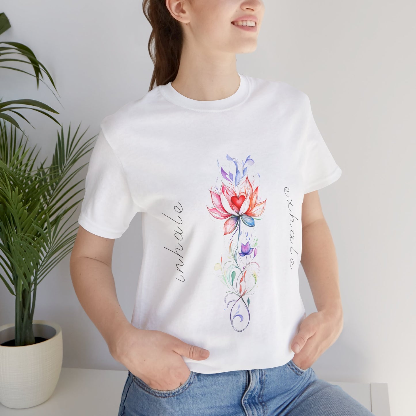 Lotus Flower Inhale Exhale Unisex Yoga Tee | Inspirational T-Shirt I Yoga Mindfulness Apparel I Self-Care Meditation Clothing