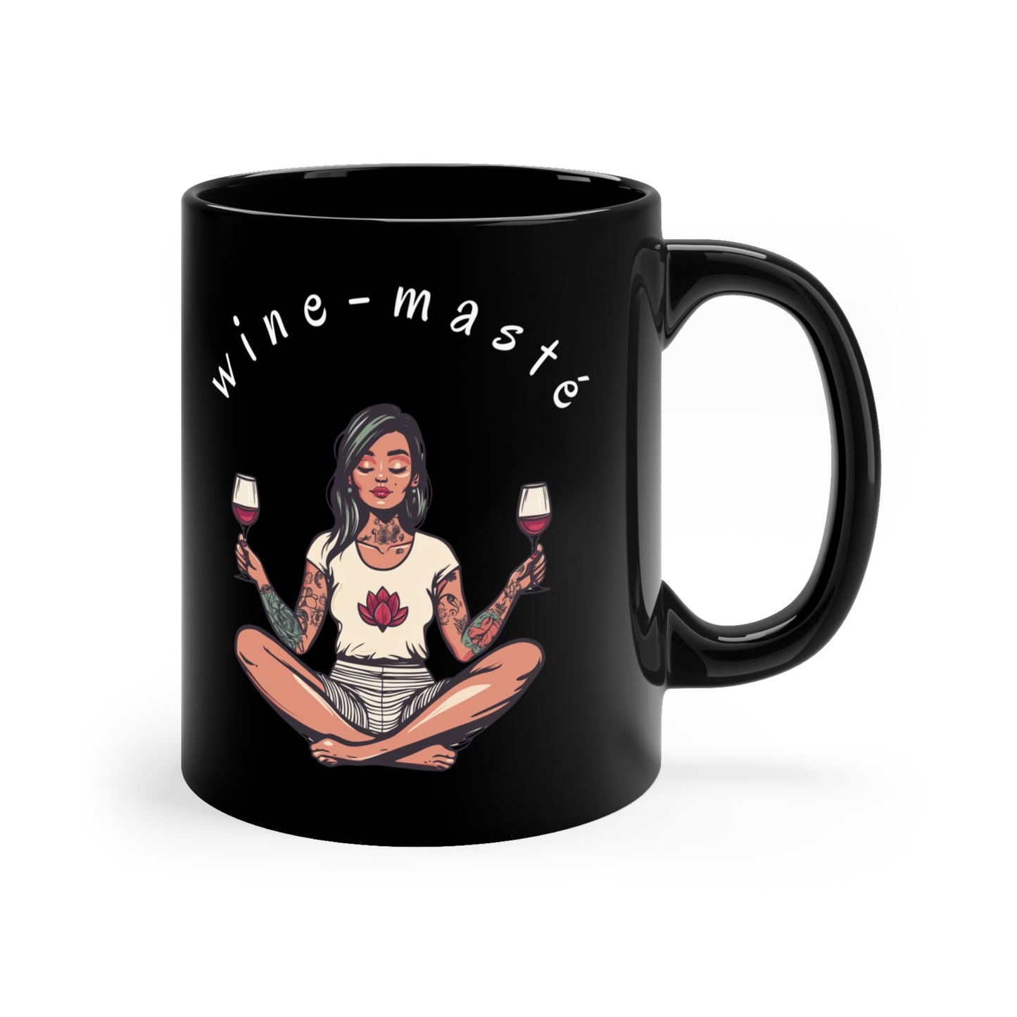 Wine-Maste Yoga Ceramic Cup I Funny Yoga Coffee Mug | Gift for Wine Lovers I Relaxation Mug I Unique Meditation Drinkware I Humor Coffee Cup