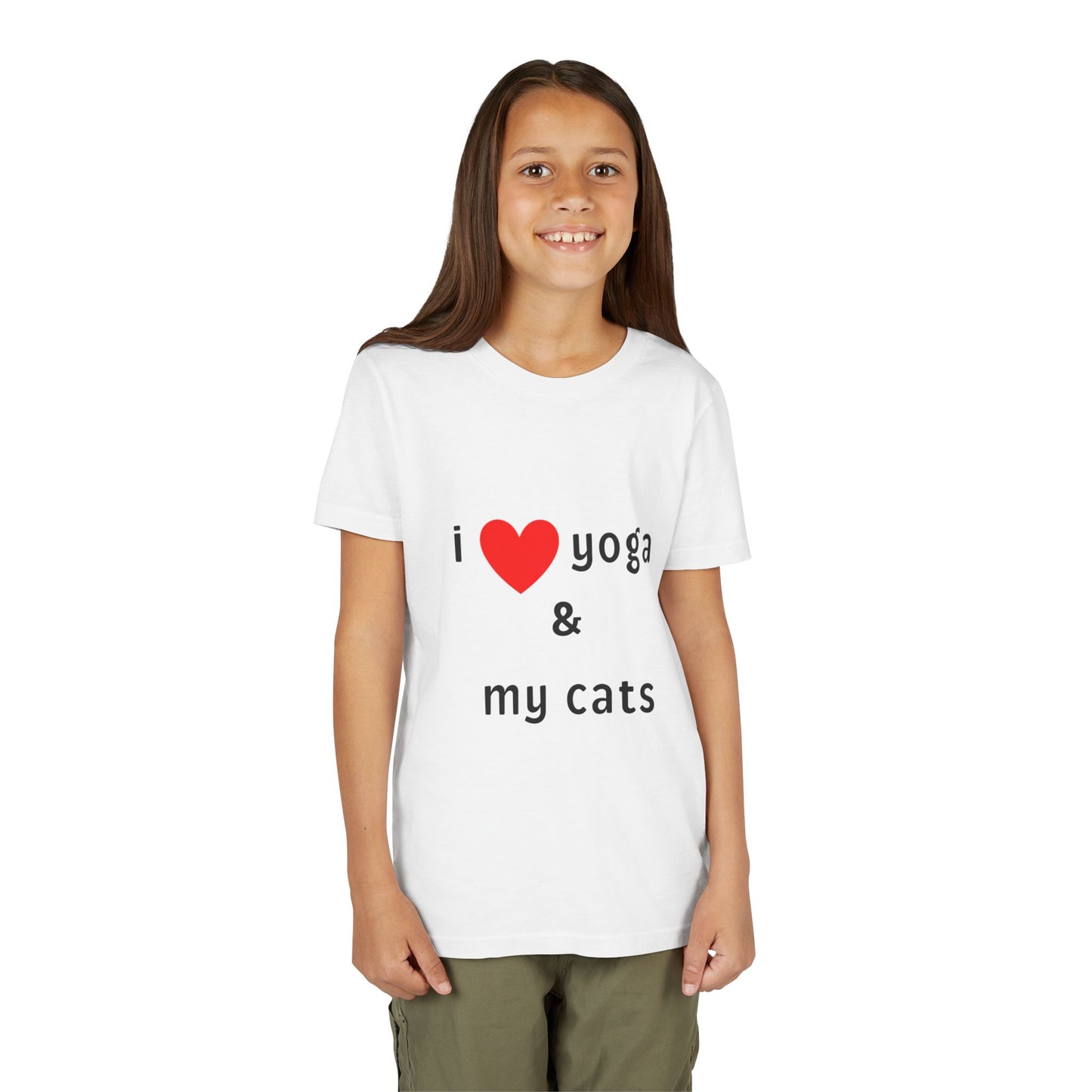 I Love Yoga & My Cats Youth Tee - Funny Kids T-Shirt I Pet Lover Gift I Young Yoga Enthusiast Apparel