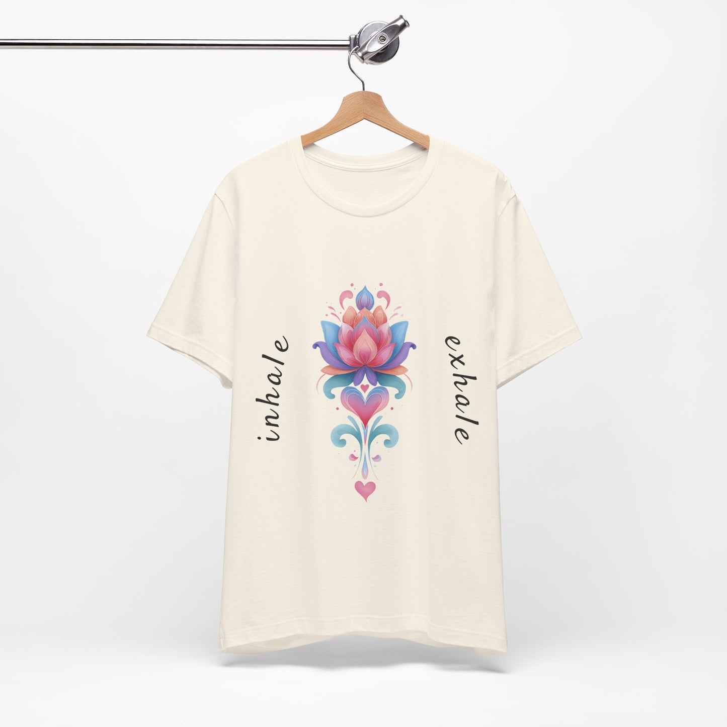 Lotus Flower Inhale Exhale Unisex Yoga Tee | Inspirational T-Shirt I Yoga Mindfulness Apparel I Meditation T-Shirt
