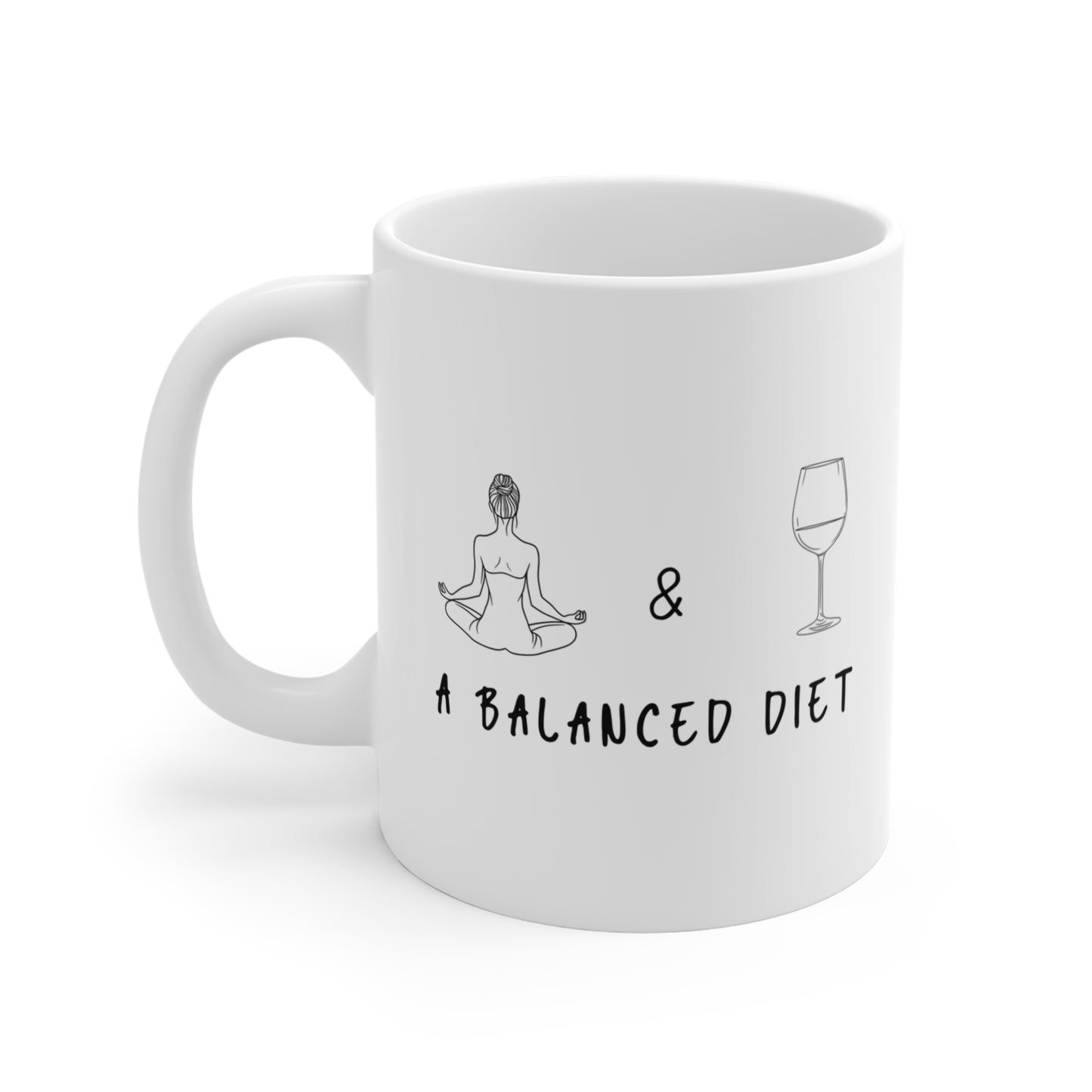 Yoga & Wine A Balanced Diet Mug - Fun Coffee Cup I Gift for Wine & Wellness Enthusiasts I Kitchen Decor I Yoga Lovers