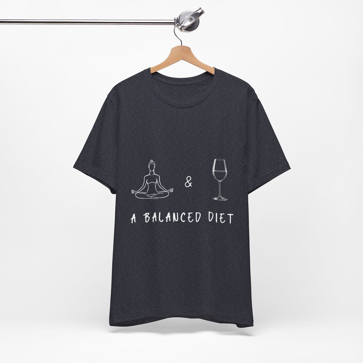 Yoga & Wine A Balanced Diet Funny Tee I T-Shirt for Yoga Lovers I Funny Gift for Wine Enthusiasts I Self-Care Meditation Apparel